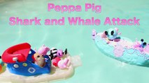 Peppa Pig SHARK ATTACK!!! Peppa Pig Family Boat Vacation Killer Whale and Sharks Pool DisneyCarToys