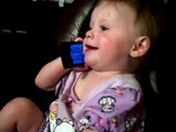 baby talking to dad on phone funny girl