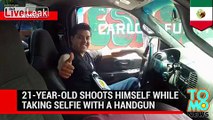Mexican Man shoots himself while posing for a 'selfie' = was trying to show off while DRUNK =