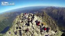 Flying drone over the Polish mountains