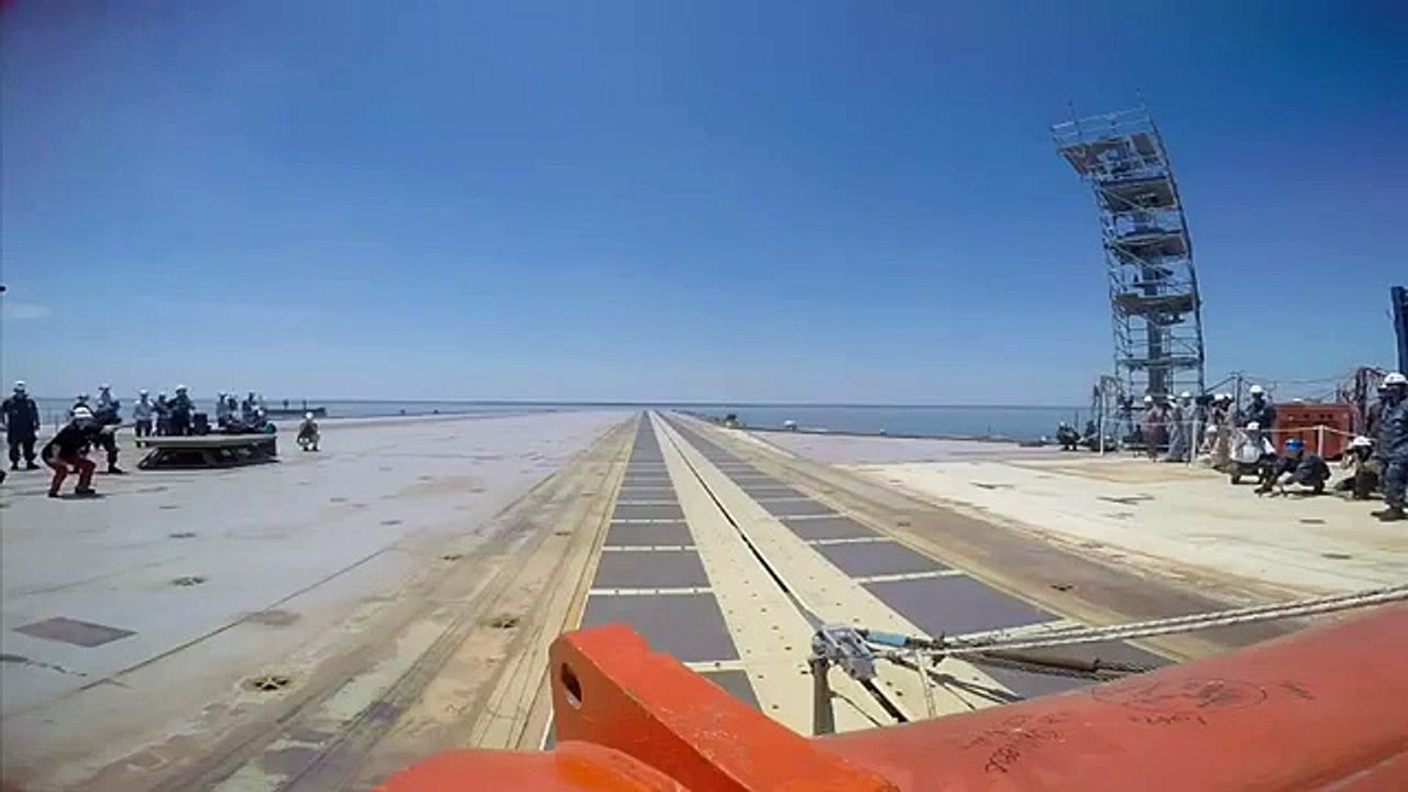 Back in action: Enormous U.S. aircraft carrier makes high-speed turns at sea and practices launchin