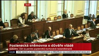 Projev Miroslava Kalouska před hlasování o důvěře vládě