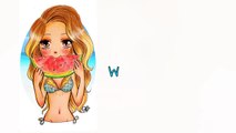 Kawaii Food - How to Draw Food - Watermelon - Popular Cartoon Drawing Video - Fun2draw