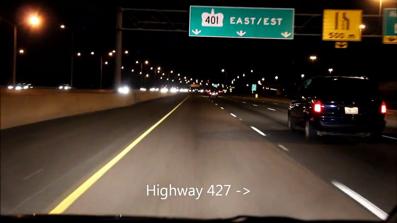401 through Mississauga and Toronto at Night