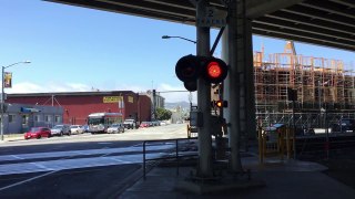 Caltrain 926 Bullet Southbound, 16th Street Railroad Crossing Under Freeway, New Rail Cars