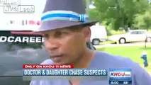 Father and daughter chase BAD GUYS who robbed their house == bad guys ram their car == get busted by cops