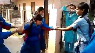 Indian School Girl Fighting On Road 2015