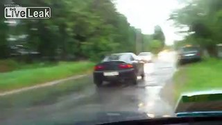 Drunk driver: car chase in Ukraine ends with accident of a Mazda.