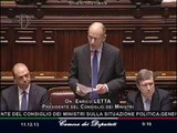 Fiducia al Governo, Enrico Letta interviene alla Camera