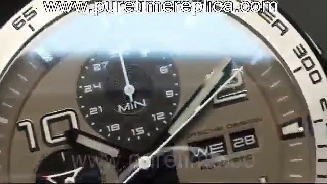 Swiss replica watches replica Porsche Design Flat Six P6340 Chronograph SS Grey Dial on Black Rubber