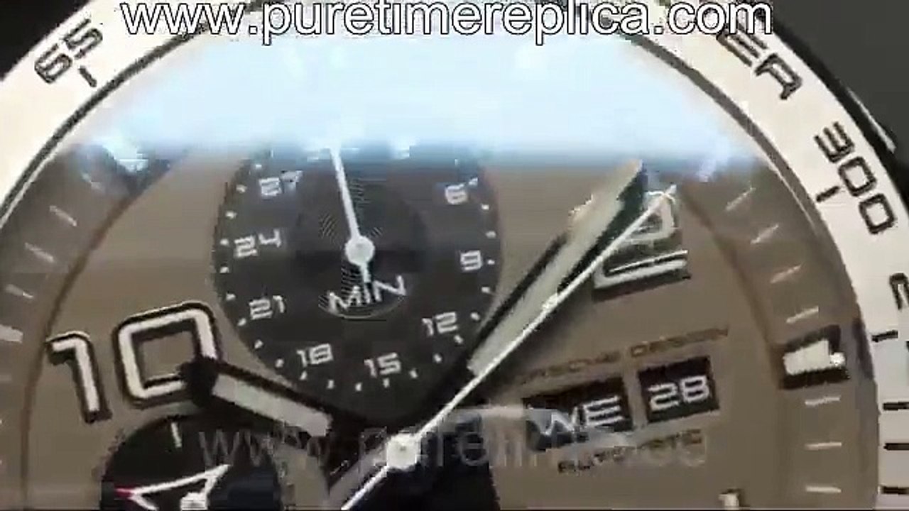 Swiss replica watches replica Porsche Design Flat Six P6340 Chronograph SS Grey Dial on Black Rubber