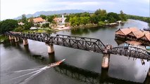 Bridge on the River Kwai, Kanchanaburi, Thailand (Drone video footage)