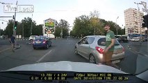 Bicyclist bumped by car
