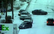 Sliding and crashing cars  Icy road