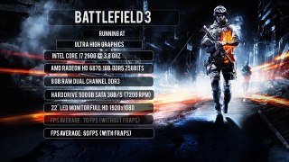Battlefield 3 Ultra High Settings - Intel Core i7 2600 @ 3.8Ghz | Radeon HD 6870 1GB | 8GB RAM DDR3