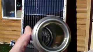 Soda pop beer can Solar Powered heater furnace panel The Test -- Part 2