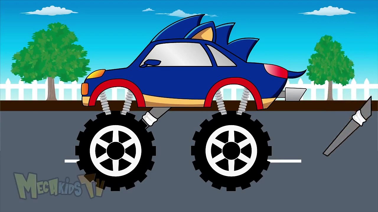 Sonic Truck Monster Trucks For Children - Mega Kids Tv - Sonic Truk Rakasa Truk Untuk Anak