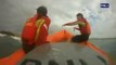 RNLI lifeguards at Constantine beach launch IRB to rescue surfer in difficulty