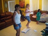 Playing the Wii fit aerobics