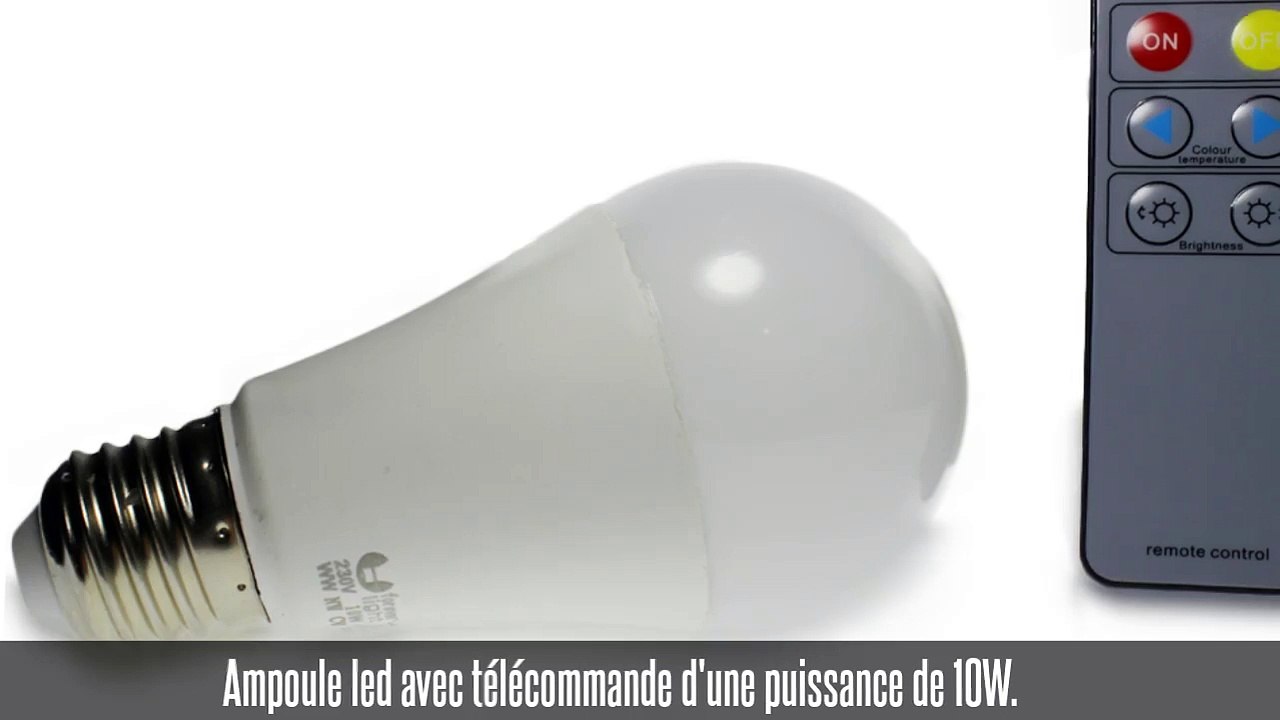Ampoule led E27, avec télécommande, 10W, 270°, 3 teintes de blanc
