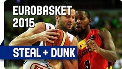 Kalnietis with the Steal and One-Handed Jam! - EuroBasket 2015
