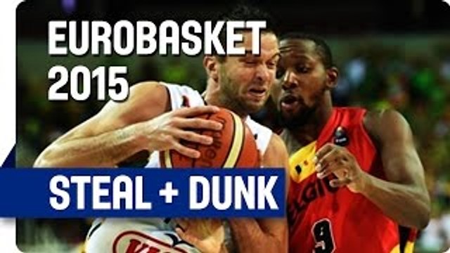 Kalnietis with the Steal and One-Handed Jam! - EuroBasket 2015