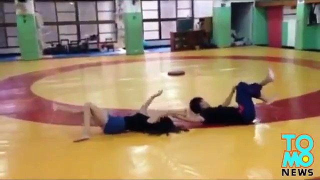 Hot asian girl uses Judo for self defense and extols the benefits of soy milk for breakfast