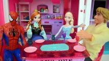 Frozen Elsa e Anna, Homen Aranha Kristoff em Jantar Romantico completo em Portugues