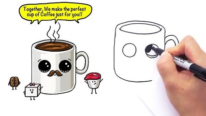 How to Draw a Cartoon Cup of Coffee Cute and Easy with Mustache - video  Dailymotion