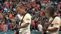 James Hetfield and Kirk Hammett of Metallica National Anthem 2013