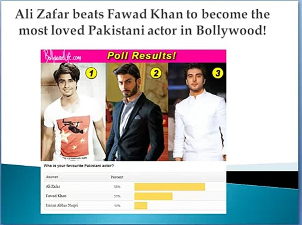 Ali Zafar beats Fawad Khan to become the most loved Pakistani actor in Bollywood!