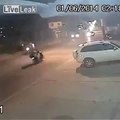 Crash turns bike and biker into splinters
