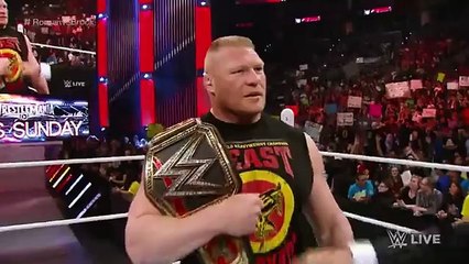Roman Reigns confronts Brock Lesnar face to face_ Raw, aug 3, 2015