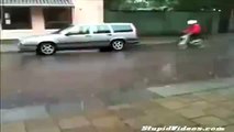 Silly cyclist striking a parked car