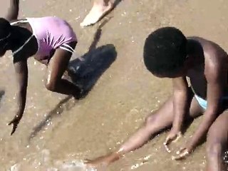 Kids playing at the beach in Durban South Africa