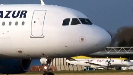 Décollage Airbus A319 Aigle Azur à L'aéroport de Lille Lesquin