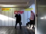 Walking Out of Yugo-Zapadnaya Metro Moscow Russia Metpo Subway