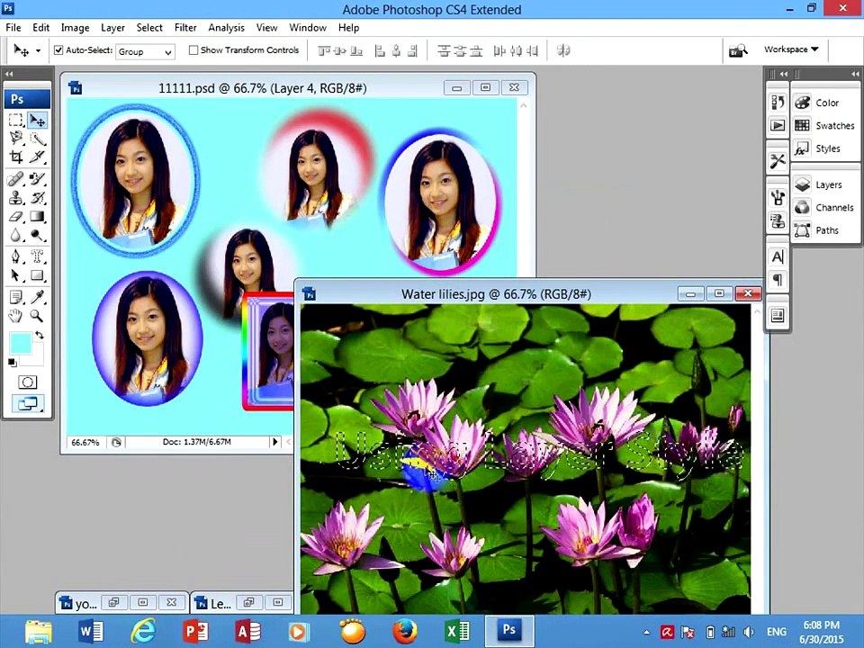 Lesson 1-4 Letter with Bevel and Emboss , រៀនកាត់តរូបភាព​​ ប្រើ​ Adobe photoshop CS4