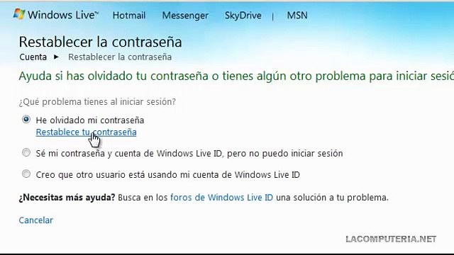 Cómo recuperar la contraseña de correo eh Hotmail