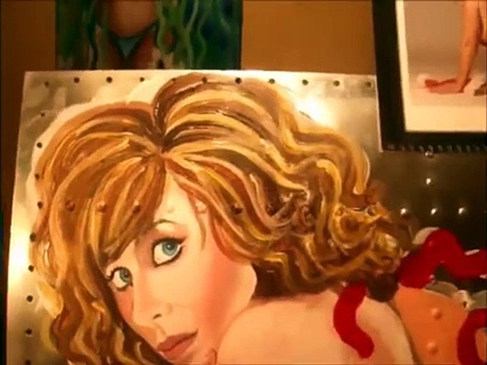 Naughty Natty ORIGINAL Pin-up Girl WWII Aircraft Nose Art By Natalie