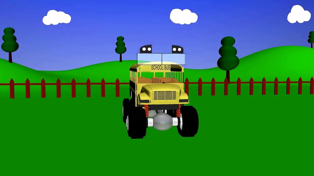 School Bus Truck Monster Trucks For Children - Bus Sekolah Truk Rakasa Truk Untuk Anak mega Anak Tv