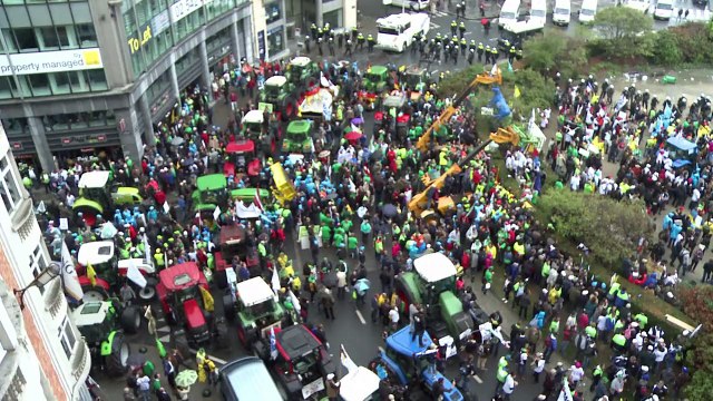 Produtores rurais protestam em Bruxelas