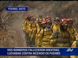 Dos bomberos fallecieron en incendio en Puembo