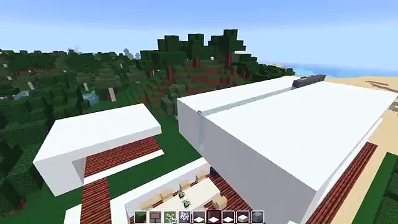 Minecraft- modern simple beach ocean weekend house/estate/villa/mansion tutorial how to build