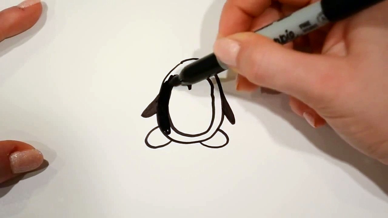 How to Draw a Cartoon Penguin Easy (V2)