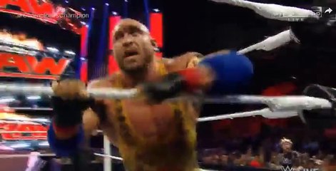 WWE raw on 7/9/15 Ryback vs sethrollens (sting entry in betwwen match)