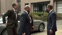 Donald TUSK, President of the European Council, receives Martin SCHULZ, President of the EP