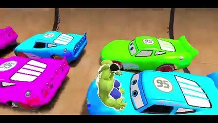 Disney Nursery Rhymes with Red Green Hulk & Lightning Cars McQueen ABC Song