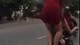 2 girls fail show off electric bicycle