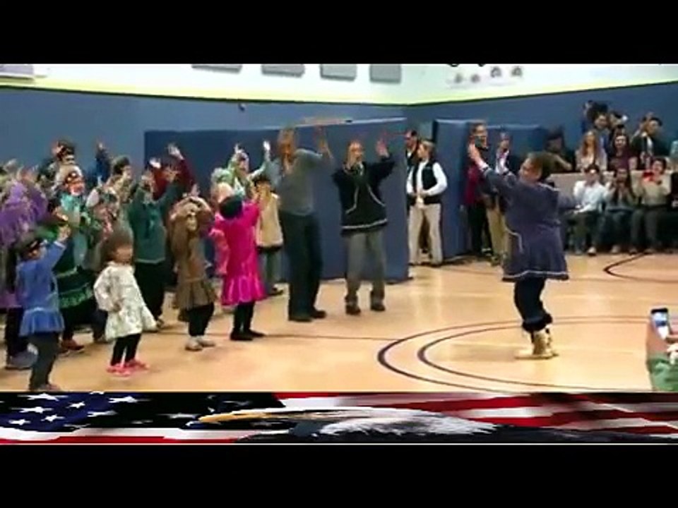Obama dances with Alaskan children During a trip to Alaska - LoneWolf Sager(◑_◑)